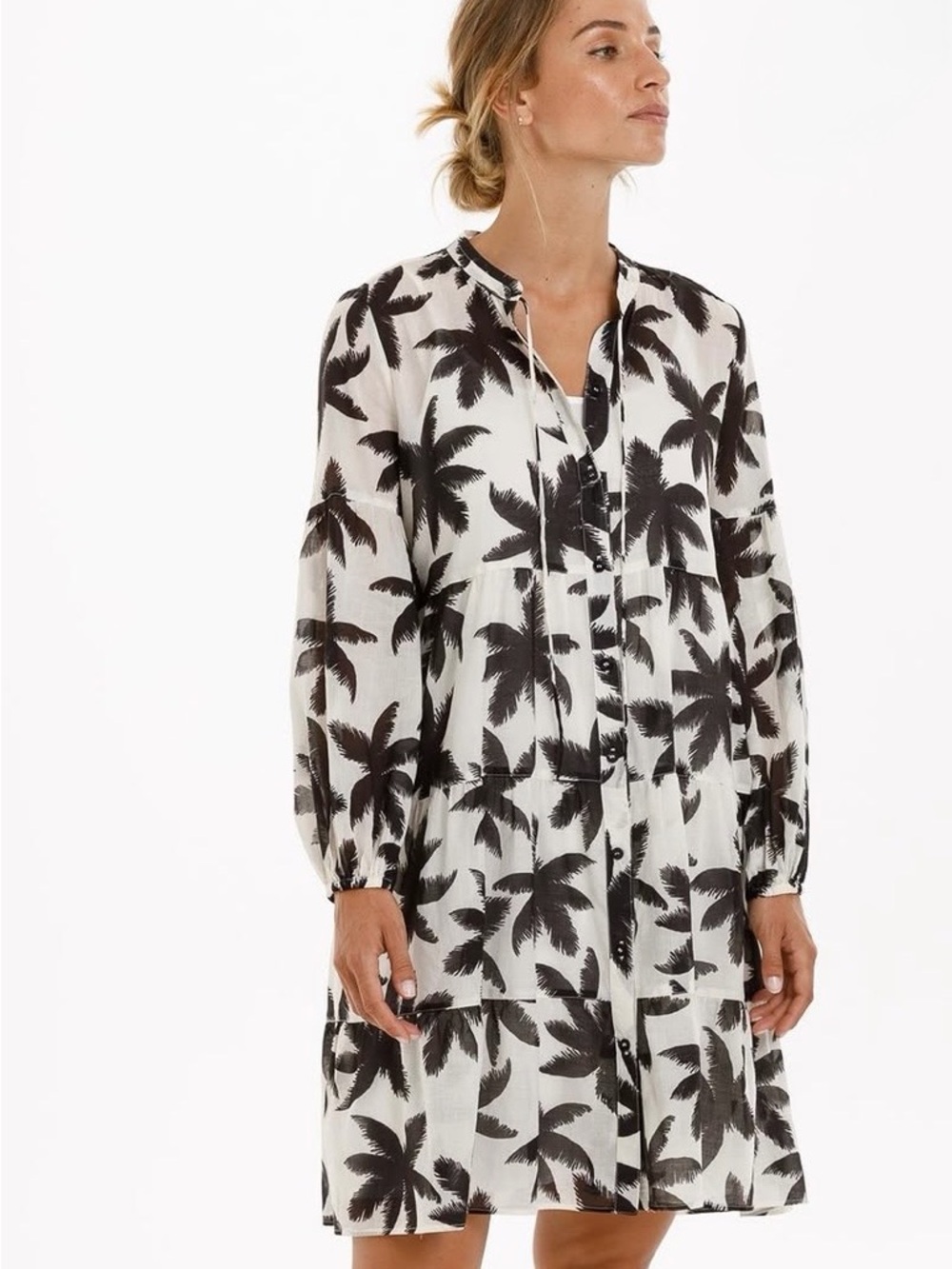 Marc Aurel Women’s Black Palm-Print Dress